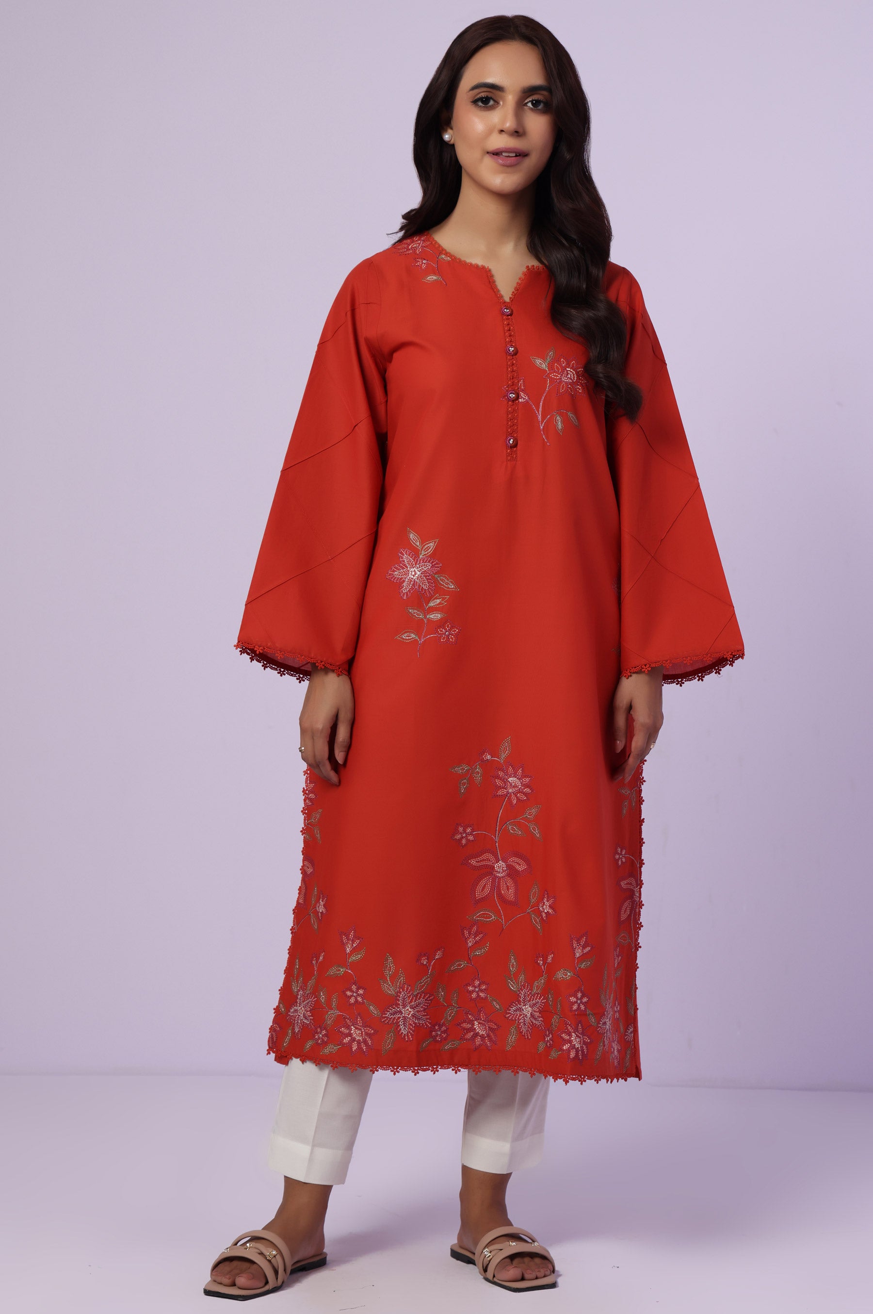 Stitched 1 Piece Embroidered Cambric Shirt